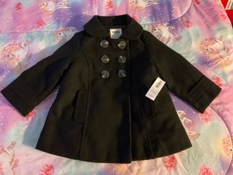 New toddler black pea coat-size 12-18 months
