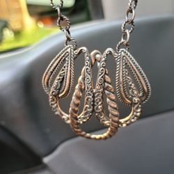 Vintage Sarah Pollock Sterling Silver Scroll Pendant 