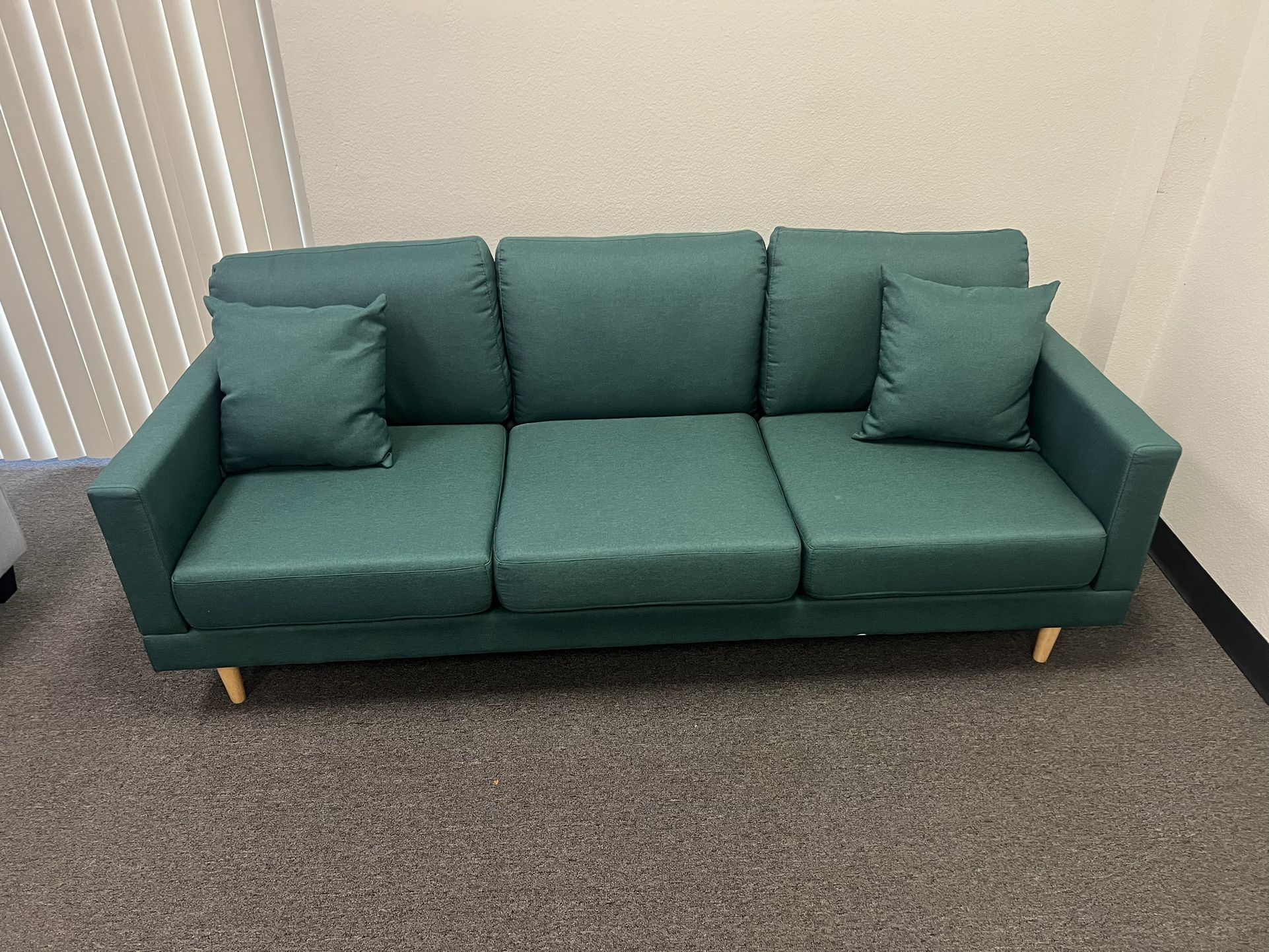 New 3 Seater Green Fabric Sofa