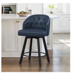 Counter Height Bar Stools, 26" Swivel Faux Leather Upholstered Retro Bar Stools with Backs and Metal Legs for Kitchen Island, Dining Room, (AB56)