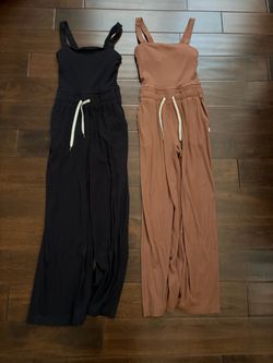 Vuori Mudra Black/Brown Wide-Leg Jumpsuits (sold together both XS)