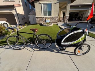 Motobecane Bicycle + 2-Seat Kids Trailer – $200