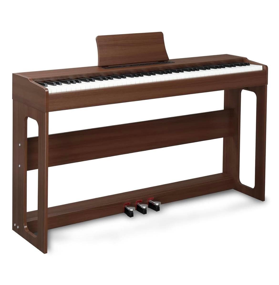 Ktaxon Digital Piano 88-Key Weighted Action Electric Piano with 3-Pedal Unit, Double Bluetooth, Split/Touch/Transpose Control Functions(Black Walnut)