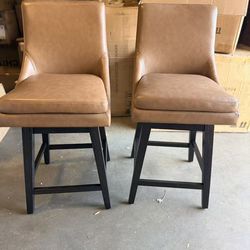 Counter Height Swivel Barstool with Back Set of 2,