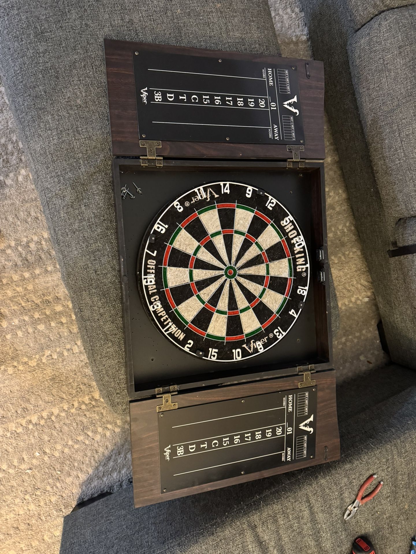 Dart board And Cabinet 