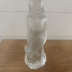 Mermaid-shaped figurine carved from opaque and transparent crystal, 8” tall. Perfect condition, no chips. 