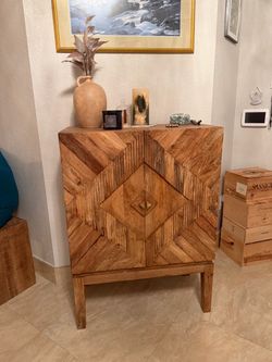 Nadeau Solid Wood Geometric Cabinet / Entryway Console