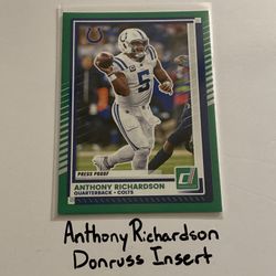 Anthony Richardson Indianapolis Colts QB Donruss Short Print Insert Card. 