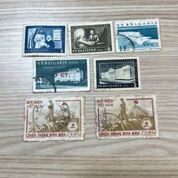 Vintage Bulgarian and Vietnamese Stamps Lot of 7 Used