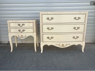Adorable French Provincial Solid Wood 3 Drawer Dresser & Nightstand