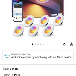 Govee Smart Retrofit Recessed Lighting 6 Inch, Wi-Fi Bluetooth Direct Connect RGBWW Retrofit Can Lights, 65 Scene Modes, Works with Alexa & Google Ass