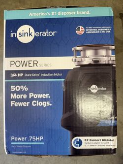 InSinkErator Power .75HP, 3/4 HP Garbage Disposal, Power Series EZ Connect Continuous Feed Food Waste Disposer, Black