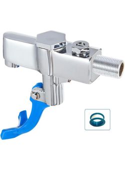 Description: Commercial-style wall mount glass filler faucet with push-back lever operation. Designed for quick cup and glass filling in restaurants, 