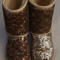 Women's Reversible Sequin Boots Size9 