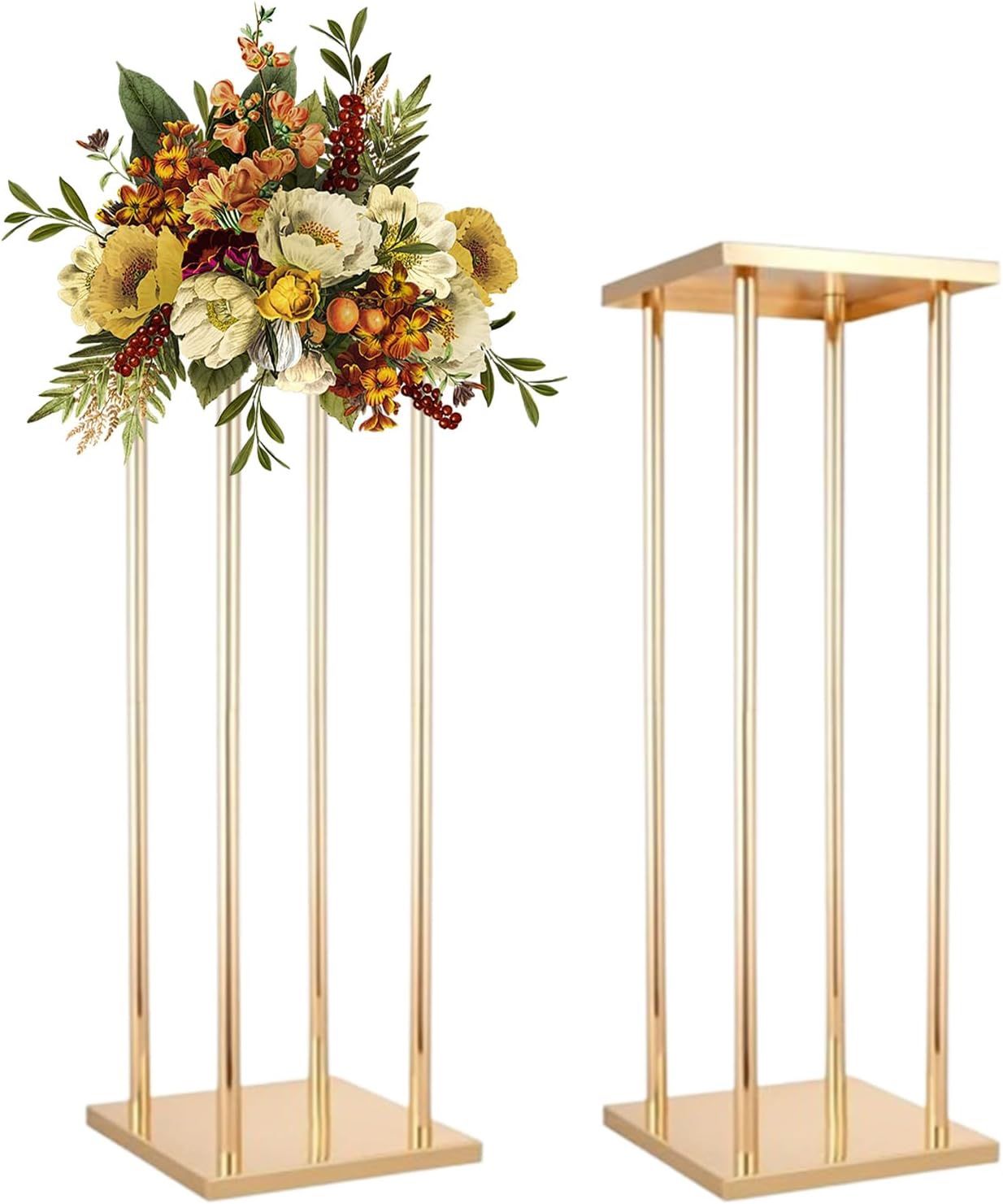 Metal Flower Stand Gold Wedding Centerpieces Tall Vases Geometric Flower Stand for Wedding Decorations, Birthday, Event, Home