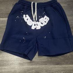Sp5der Navy Blue Shorts SMALL