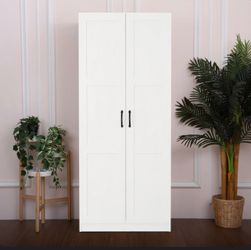 [Brand New & Unopened] 5-Shelf White Wood Freestanding Cabinet