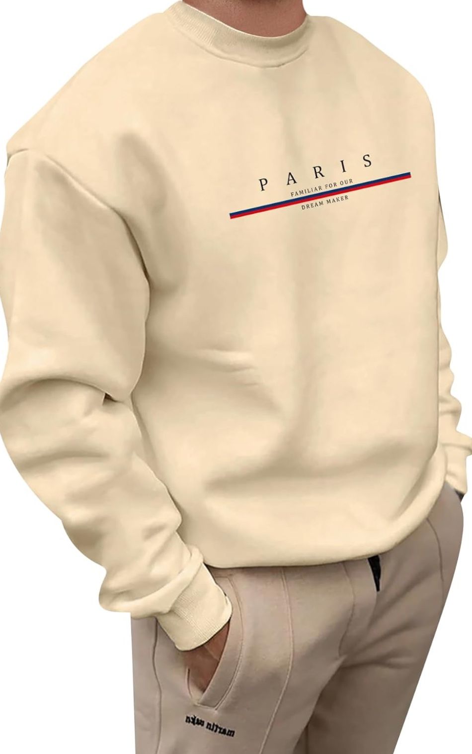 Manfinity Homme Men's Loose Fit Drop-Shoulder Sweatshirt Paris Letter Print