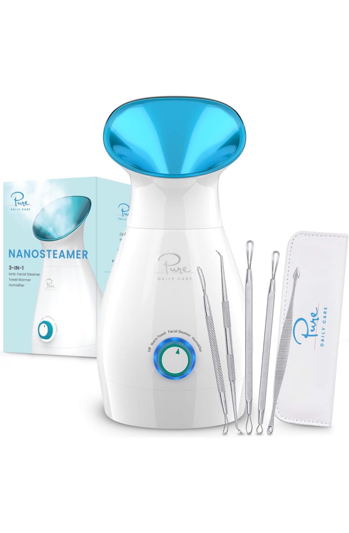 NanoSteamer Large 3-in-1 Nano Ionic Facial Steamer with Precise Temp Control