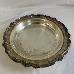 VINTAGE SILVERON COPPER DISH PLATTER With GLASS PLATE. SILVER PLATE.