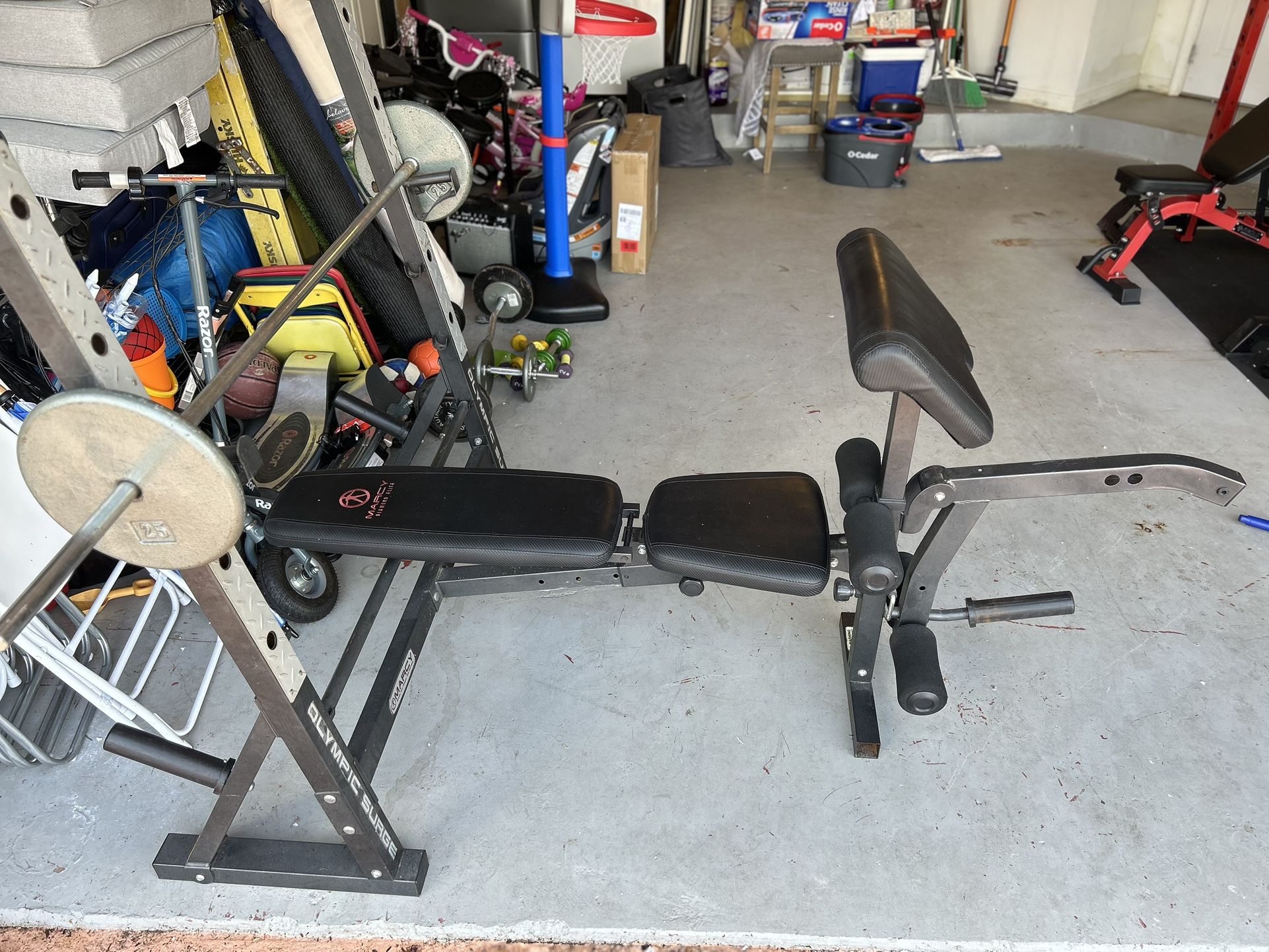 Bench Press With Leg Extension with 1 inch bar and 2 ( 25lbs ) plates weight