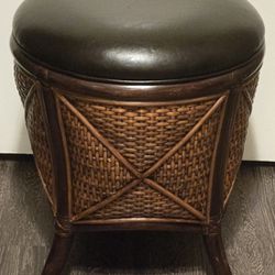 Wicker Ottoman With Padded Seat