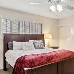 Queen Bed - Sleigh Style Bed Frame 