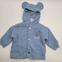 Disney Boys Mickey Mouse Baby Hoodie With Bodysuit, Blue Size 12 Months