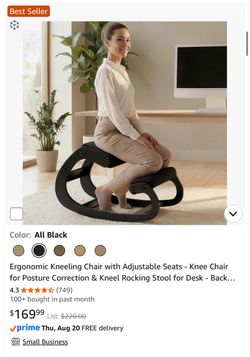 Ergonomic Kneeling Rocking Chair All Black
