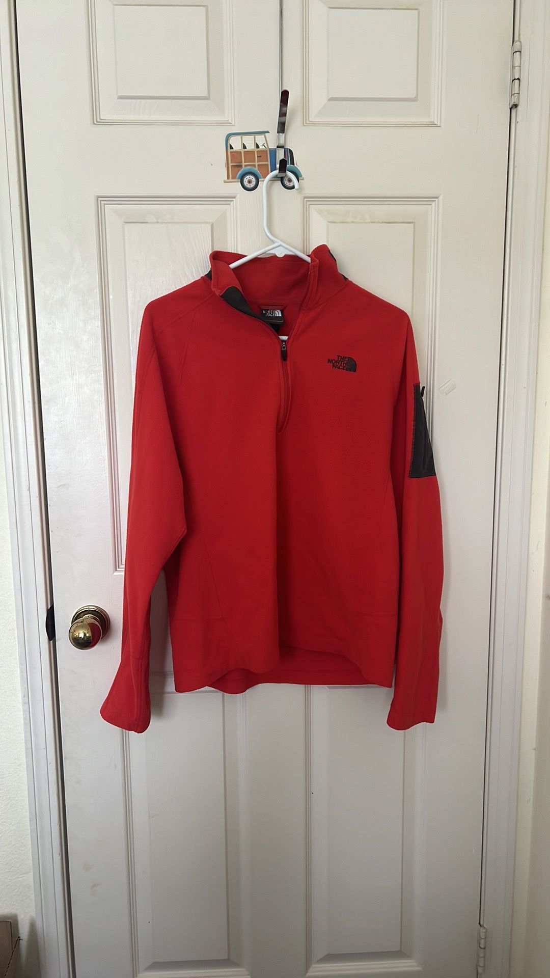 Cotton Pure Red North Face Fleece Jacket Sweater 