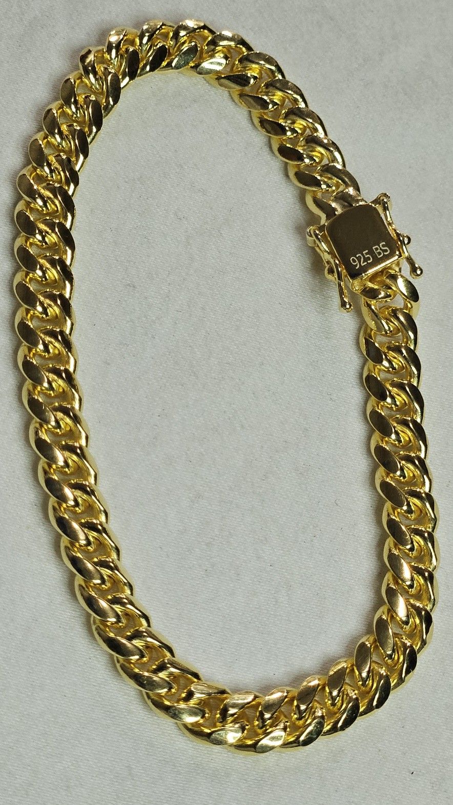 Gold over 925 Silver Miami Cuban Bracelet 8 Inch 7 MM 25.7 Grams