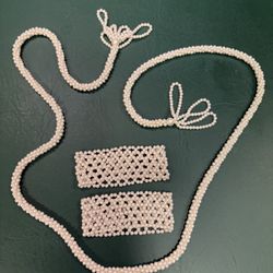 Pearl Necklace and Bracelets Set