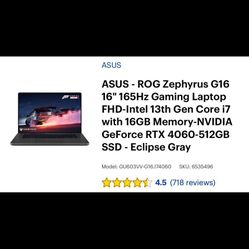 GAMING LAPTOP ASUS G16 4060 I7