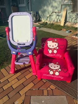 Girls white board and chair