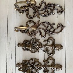 Vintage Homco Gold Candle Wall Sconces