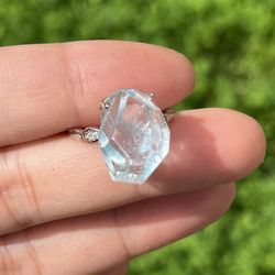 Sterling Silver 925 Stamped Blue Needle Adjustable Ring 