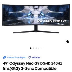 49" Odyssey Neo G9 DQHD 240Hz 1ms(GtG) G-Sync Compatible Quantum HDR2000 Curved Gaming Monitor