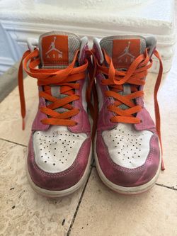 Air Jordan 1 Mid GS Pinksicle Orange used size 4 good condition