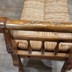Wood Bench With Wicker Seat