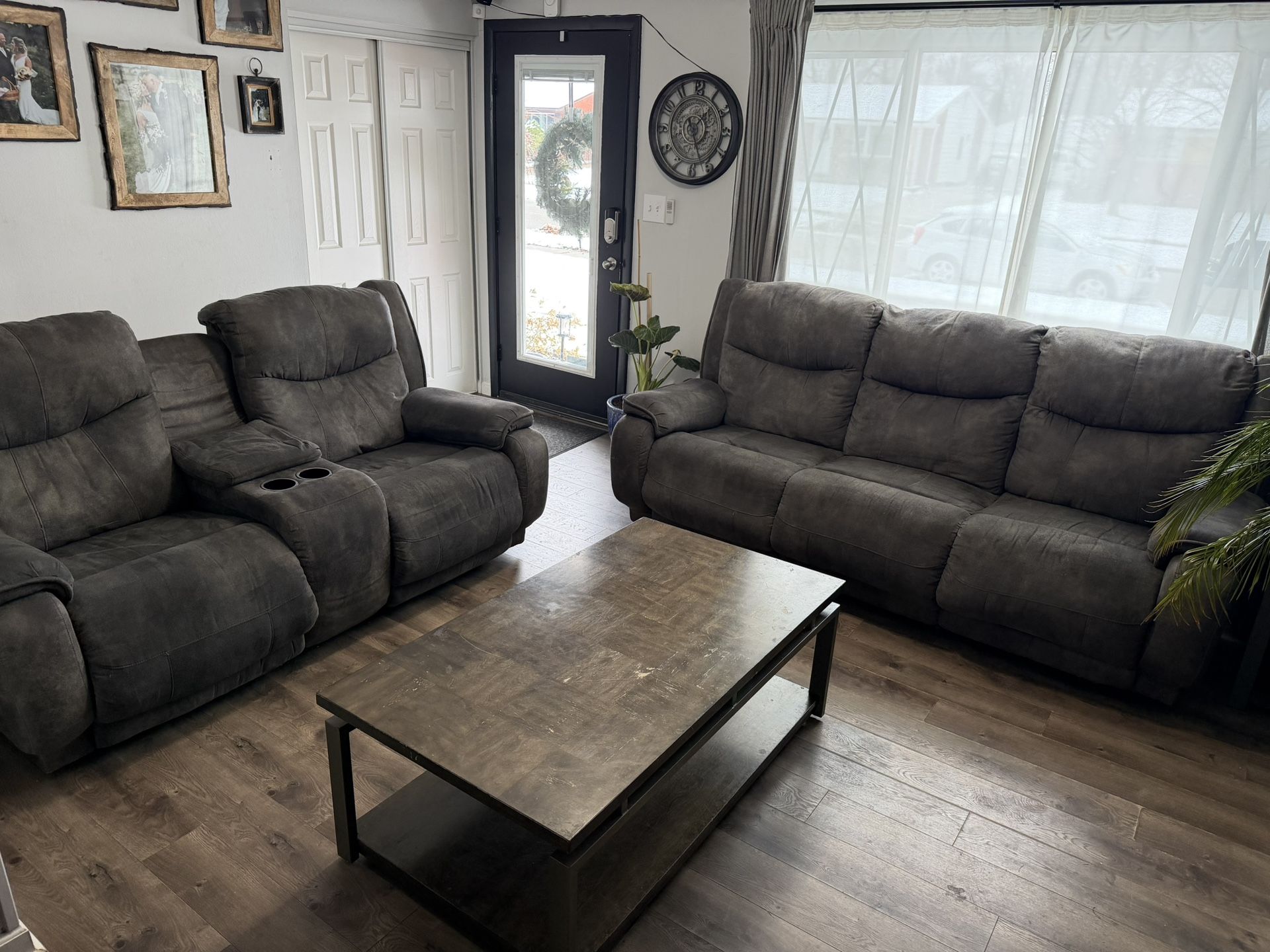 Power Reclining Couch + Loveseat Set w/ Tables