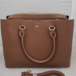 Melie Bianco Vegan Leather Brown Tote