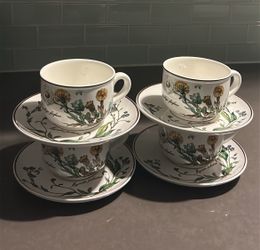 Villeroy & Boch Botanica Set of 4 Teacups & Saucers - Myosotis & Tussilago - Luxembourg