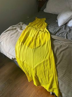 Yellow long halter top dress