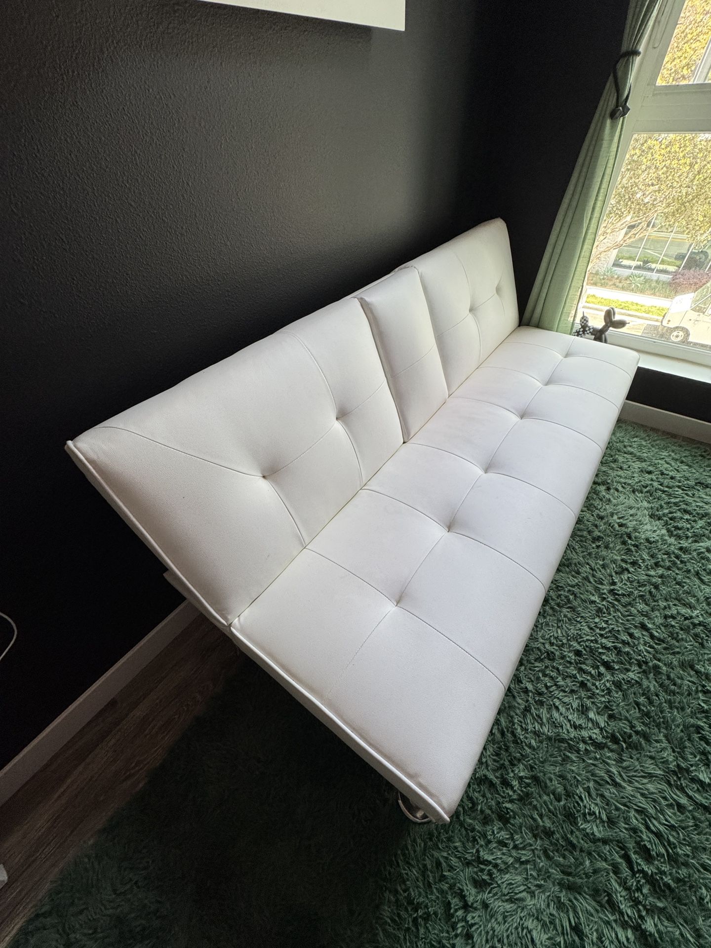 Folding faux leather futon couch sofa bed