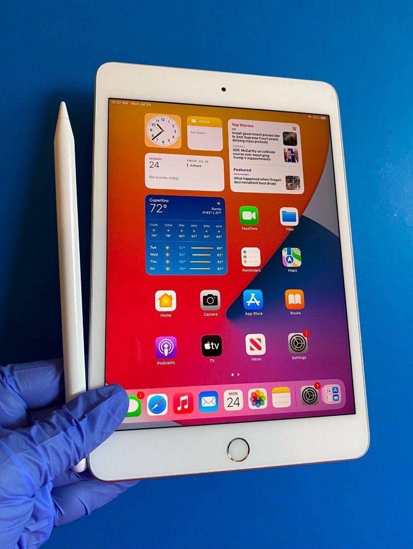 Apple iPad mini 5 (5th Generation/7.9” retina/ IOS 18/ 2019 Model ) 64GB with stylus pen, kids case & Accessories 