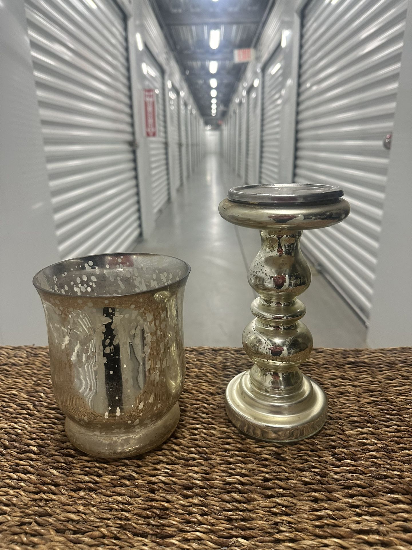 Silver Mercury Candle Holder And Vase