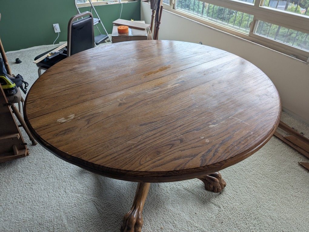 Wooden Table W/ Leaf, 4 Chairs