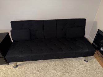 Futon couch with cup holder