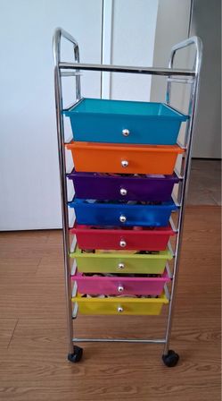 Spaco 8 Drawer Rolling Storage Cart Organizer with 4 Universal Casters-Multicolor, Craft Organizers and Storage, Multipurpose Organizer Cart for Home,