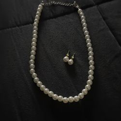 Pearl Necklace & Earring Set